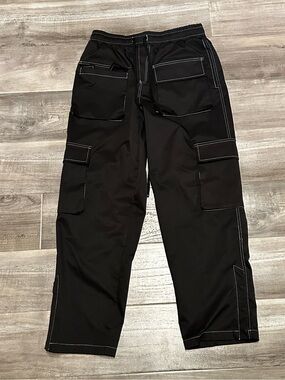 NovaMen Black Cargo Pants with Contrast Stitching — Utility Style
